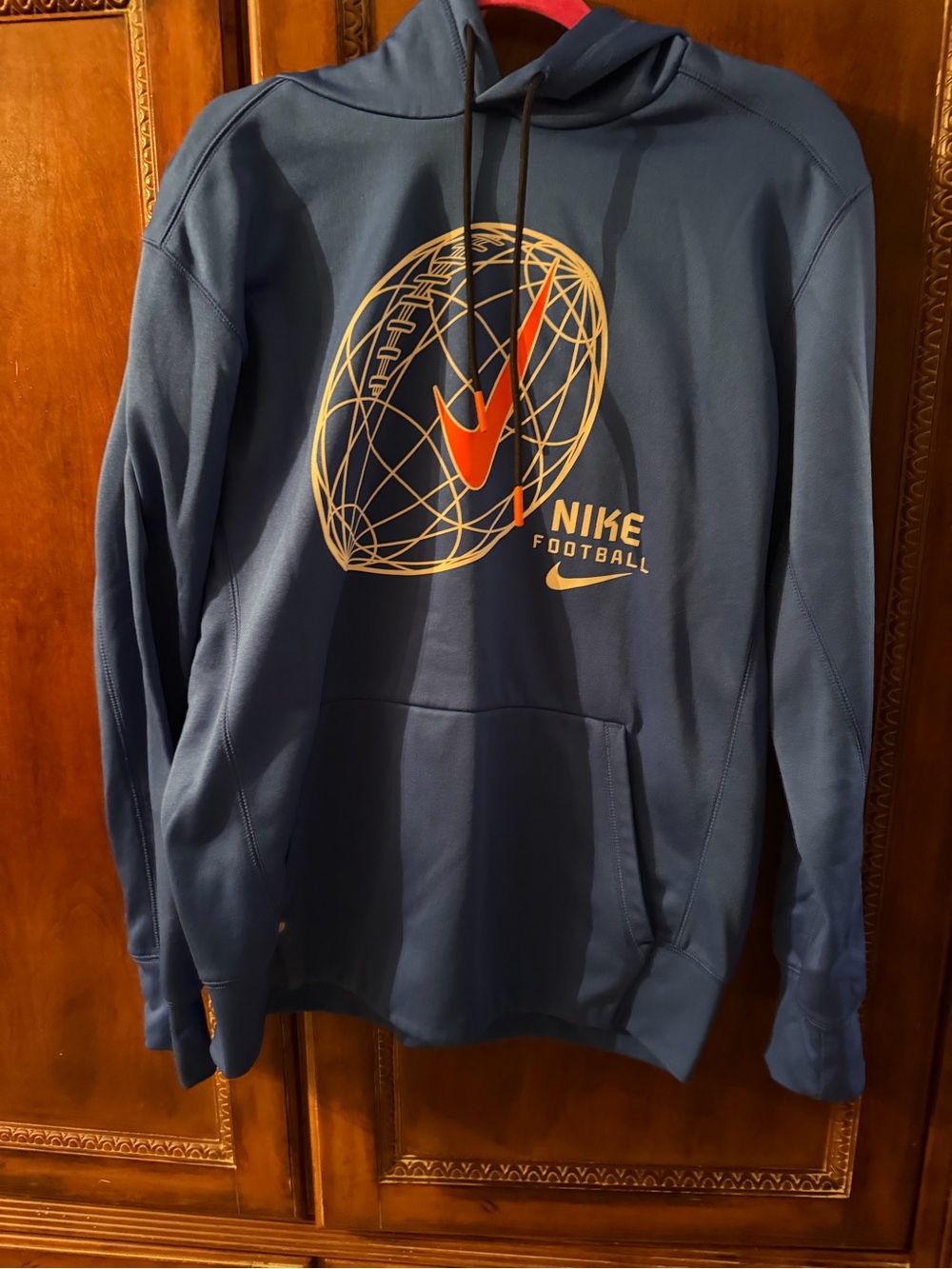Nike Men’s Slate Blue Hoodie with Orange Graphic